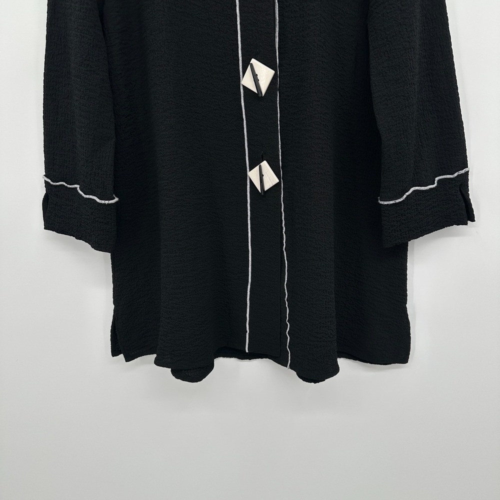 Ali Miles Tunic Jacket Top Shirt Medium Stretch Crinkle 3/4 Sleeves Witchy Artsy - Picture 5 of 14